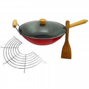 Oster Cocina 14" Gran Via Carbon Steel Wok Set with Lid, Rack and Spatula OST1360
